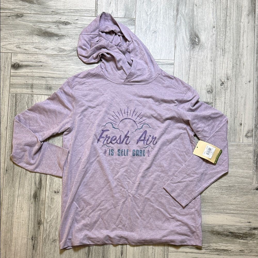 Reel Legends "Fresh Air is Self Care" Lavender Hooded Long Sleeve Tee